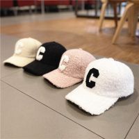 Gorros Tek Seng หมวกกีฬาตัวอักษร C หมวกเบสบอลขนขนแกะอุ่นหนาสำหรับผู้หญิงฤดูหนาว