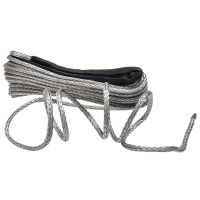 Universal 1pc Grey Automobile Winch Rope 15M Durable Synthetic Line Towing Ropes Car Exterior Accessories