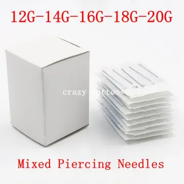 100pcs Piercing Needles Mixed 12g 14g 16g 18g 20g Sterile