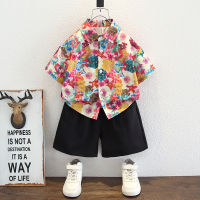 Boys Shirt Summer Wear Suit Childrens Baby Fashionable Stylish Two-Piece Suit Boys Fried Street Cool Handsome Childrens Clothing Fashion