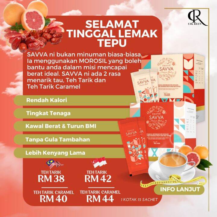 Eskayvie SAVVA Teh Tarik Kurus, Sihat Rendah Kalori, Zero Transfat ...