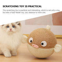 Zecetim แมว Scratching Ball Natural Sisal Scratching Toy Multi-functional Cat Treat Dispenser