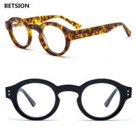 BETSION Vintage รูปไข่ขนาดเล็กรอบกรอบแว่นตา Acetate แว่นตาบุรุษผู้หญิง43มม. เลนส์ Full Rim Prescription แว่นตา