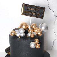 5Pcs 2Cm Gold Silver Ball เค้ก Topper Creative Cupcake ใส่การ์ดธงสำหรับ Baby Shower Birthday Party เค้ก Plug-In ตกแต่ง