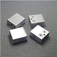 4Pcs Stainless Square Clamp Holder Bracket Clip Silver Steel Glass Shelf Handrails