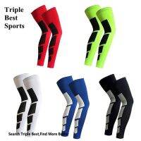 2 Pcs Unsex Knee Long Leg Shin Sleeves Basketball Knee Brace Support Protector