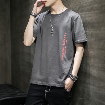[COD] New trendy all-match casual short-sleeved T-shirt mens hygroscopic simple thin wholesale round neck summer stall