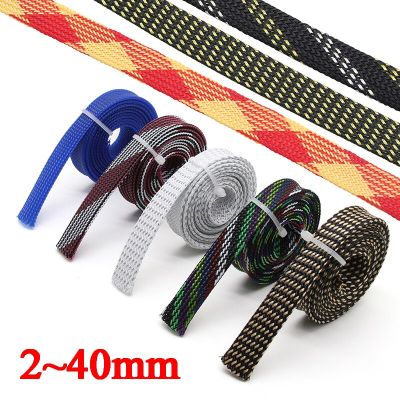 5M 2 4 6 8 10 12 14 16 18 20 25 30 40mm Tight High Density PET Expandable Braided Sleeve Wire Insulated Sheath Protector Harness