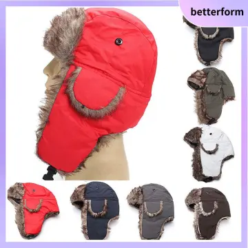 New Russia Ushanka Bomber Hats Pilot Trapper Aviator Cap Winter Faux Rabbit  Fur Earflap Snow Caps Hat