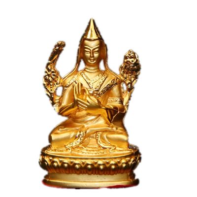 Decorate Putting Statue,Small Handle Pocket Efficacious Crafts, Tranic Gold 8cm Alloy Copper Gilding Tibetan Tsongkhapa Buddha~