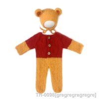 ♘๑❉ gregregregregre Recém-nascido Urso Orelha Fotografia Set Mohair Hat e Jumpsuit Props para Baby Shoots D7WF