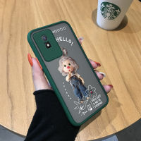 GGK เคสโทรศัพท์แบบแข็งสำหรับ Vivo Y02T Y02A ลายการ์ตูนน่ารักสั้นเด็กผู้หญิงมีน้ำค้างแข็งโปร่งใสกรอบหลังแบบเต็มรูปแบบกันกระแทกเคสป้องกันกล้อง