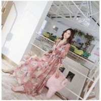 floral korean women ladies chiffon long sleeve summer maxi dress ready stock new