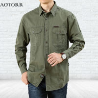 Autumn Long-sleeved Tactical Shirt Mens Multi-pocket Casual Shirt Solid Colour Bottoming Shirt Loose Workwear Tops 2023 New Hot