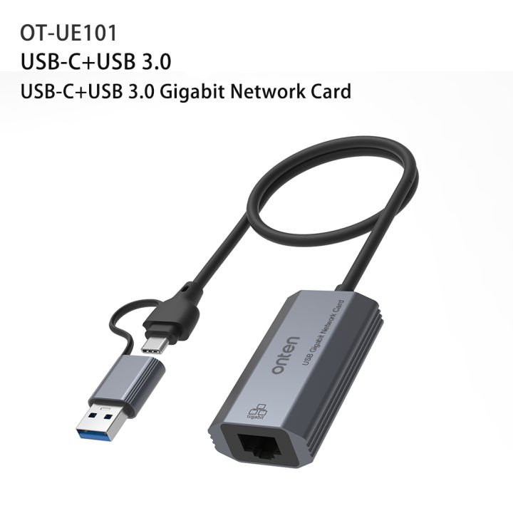 ONTEN Newๆๆ *2 in 1 USB3.2 gen2+Type-c to RJ45 (1000M) *Cable *Support M1 length: 50cm รุ่น OTN-UE101