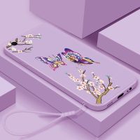 Casing VIVO 1601 1606 1609 1713 1724 1726 1801 1804 1808 1811 1812 1817 1820 Soft Liquid Silicone Beautiful Butterfly Pattern Phone Case Straight Edge Shockproof Cover