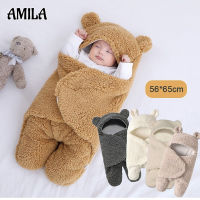 AMILA ผ้าห่มเด็กทารก Super Soft Plush Swaddle ผ้าห่มเด็ก Anti-Kick ผ้าห่ม56*65ซม.