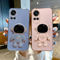 เคส OPPO เคสโทรศัพท์ Reno10 Pro Reno10 Pro + 5G พร้อมขาตั้งนักบินอวกาศหรูหราสีลูกกวาด OPPO เคสยางนิ่ม Reno8 T Reno8 Z Reno8 Pro Reno8 4G 5G