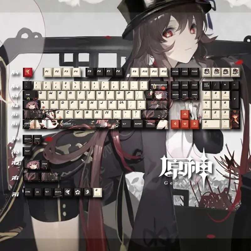 Kawaii genshin impacto anime personalidade keycaps cereja perfil