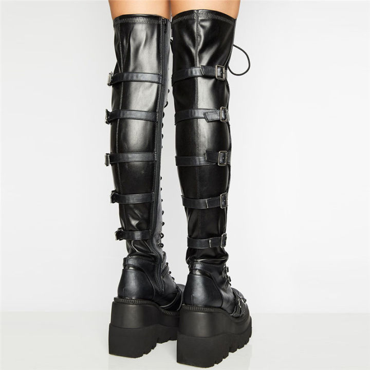 womens-over-the-knee-boots-punk-style-round-toe-platform-shoes-ladies-demonia-boots-solod-color-lace-up-wedges-botines-mujer