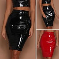 กระโปรงสตรีผู้หญิง ROK High Waist ROK High Waist หนังสังเคราะห์สำหรับผู้หญิงที่สมบูรณ์แบบสำหรับงานปาร์ตี้และวันที่