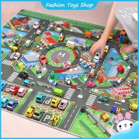 Playmat เด็กแผนที่ที่จอดรถในเมืองแกล้งทำเป็นพรมเด็กเล่นกันลื่น Kado Ulang Tahun พรมแบบซักได้สำหรับเด็กหญิงเด็กชาย (ไม่มีรถยนต์)