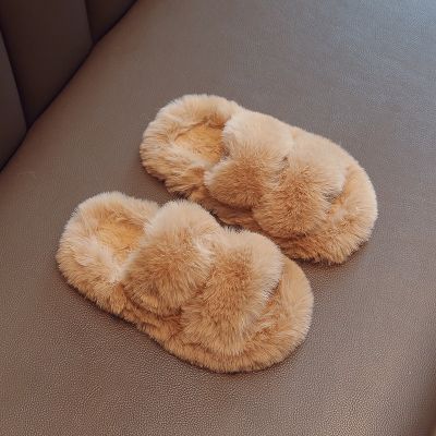 Solid Color Sweet Princess Flats Soft Casual Slippers Open Toe Winter New 2022 Children 39;s Fashion Versatile Indoor Shoes Autumn