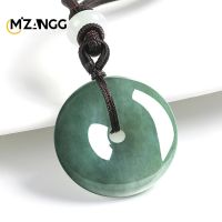 Natural A Good Jadeite Oil Green Peace Buckle Pendant Ice Kind Jade Necklace Men And Womens Style Advanced Jewelry Lucky Amulet