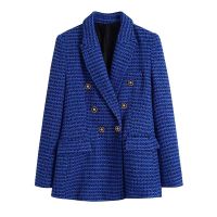 European and American style 8455106 21 early autumn new womens textured double-breasted suit jacket 08455106030