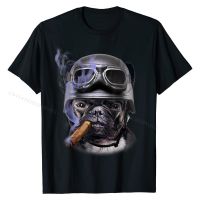 T-Shirt, French Bull Dog Biker in Motorcycle Helmet, Cigar Fashionable T Shirt New Arrival Cotton Male Tops Shirts Design