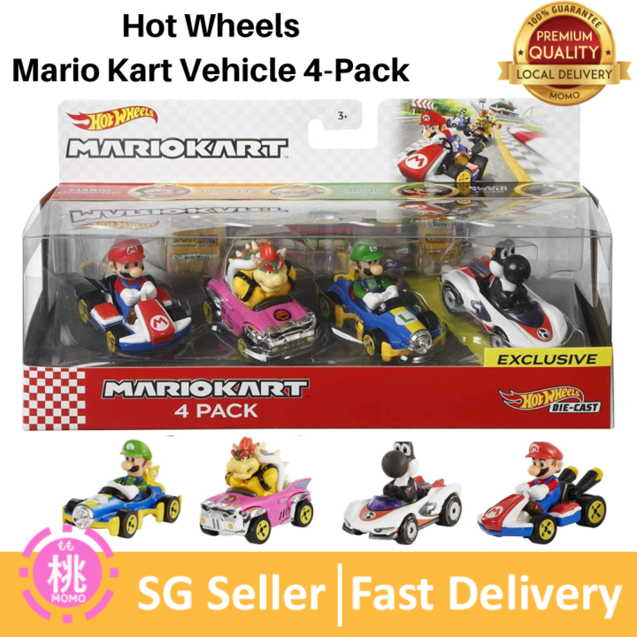 Hot Wheels Mario Kart Vehicle 4 Pack Set Of 4 Fan Favorite Characters Includes 1 Exclusive 9450