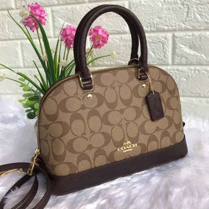 Coach Mini Sierra Satchel in Signature 21825 - Khaki Brown with Voucher ...