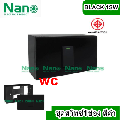 NANO ชุดปลักไฟาสำเร็จ 1 ช่อง 1 สวิตซ์  สีดำ และบล็อกลอย2x4 สีดำ รุ่น CS010-BB