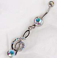 【CW】 Jewelry Music Dangle Barbell Bar Belly Navel Piercing