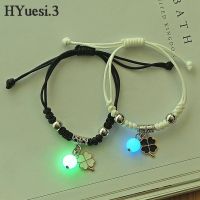 2pcs/Set Luminous Leaf Star Moon Beaded Bracelet Couple Handmade Adjustable Braided Charms Bracelet Friendship Jewelry Gifts