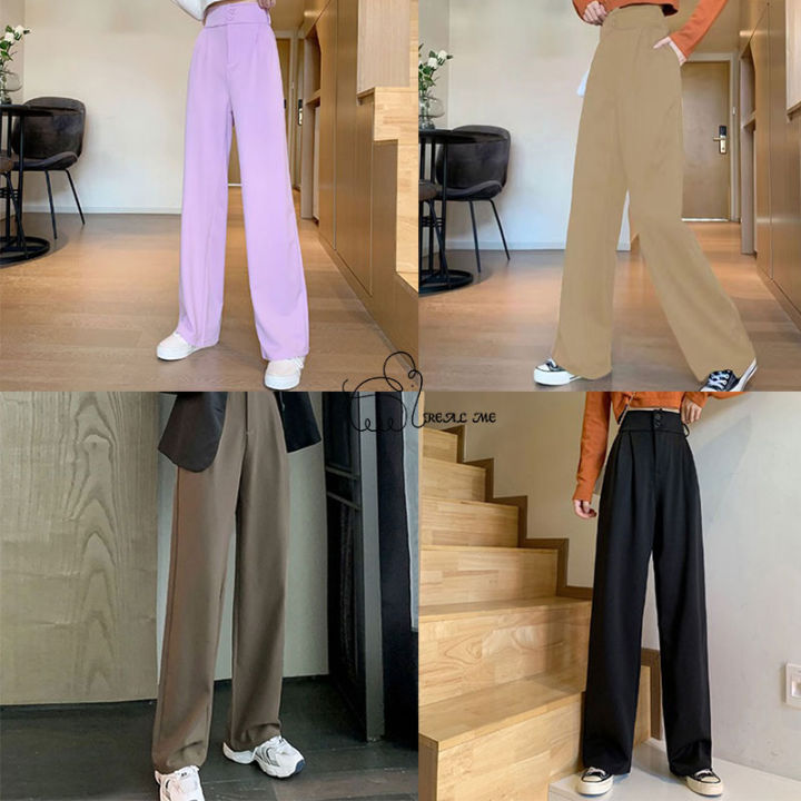 กางเกงขายาว-เอวสูงผู้หญิง-ทรงกระบอก-กางเกงแฟชั่นผู้หญิง-กางเกงขายาว