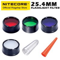 NITECORE 25.4มม. ฟิลเตอร์ไฟฉายสีแดงสีน้ำเงินสีเขียวตัวกระจายแท่งไฟจราจร NFR25 NFB25 NFD25 NFG25สำหรับ P10ix P10I EC23 MH12S V2 MH12