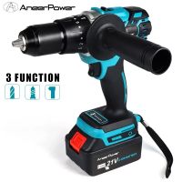 13MM Chuck Brushless 21V Ice Fishing Electric Impact Drill Cordless Screwdriver 2 Battery For Makita Lithium Battery Tools Power Drills  Drivers