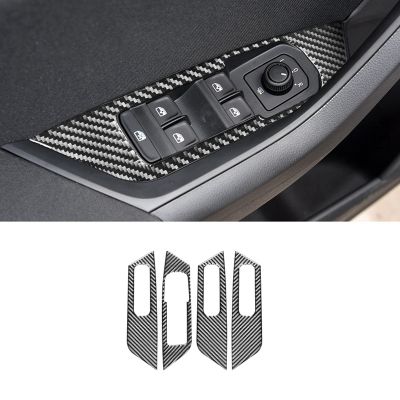 Window Lift Switch Panel Cover Trim Sticker Carbon Fiber For 2017-2021 Accessories