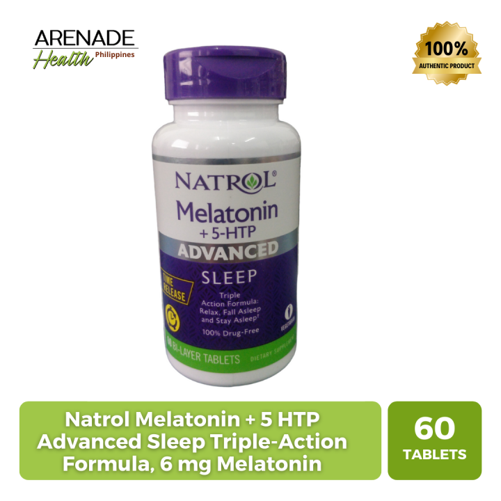 Natrol Melatonin + 5 HTP Advanced Sleep Triple-Action Formula, 6 mg ...