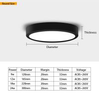 ไฟแผง LED สี่เหลี่ยมกลมโคมไฟติดเพดาน6W/9W/12W/18W/24W/24W Sur AC86ติดตั้ง-265V ดาวน์ไลท์โคมไฟ LED การตกแต่งบ้าน C12-37ส่องสว่างในร่ม