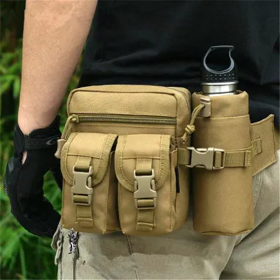 Tactical Men Waist Pack Nylon Hiking Water Bottle Phone Pouch Outdoor Sports Army Military Hunting Climbing Camping Belt Bag