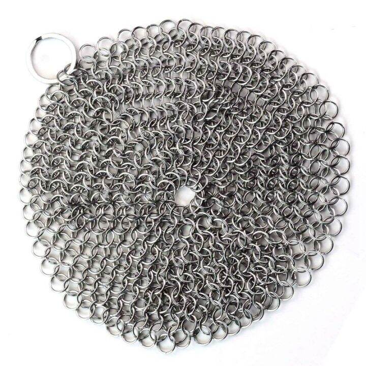 Cast Iron Cleaner Premium 316L Stainless Steel Chainmail Scrubber ,7