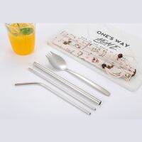 3pcs Stainless Drink Straws Set with carry Bag +2pcs cleaner brush+1 pc spoon   bar accessories reusable straw Specialty Glassware