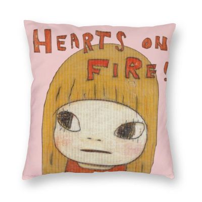 hot！【DT】◎✲  Yoshitomo Hearts Painting Pillowcase Printing Polyester Cushion Cover Decorations 40X40cm