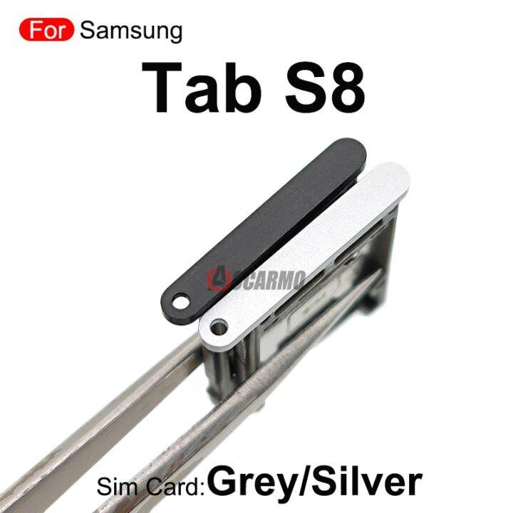 สีดำ-สีเงินสำหรับกาแลคซี่แท๊ป-s8-tabs8-sm-x700-x800-x806ซิมการ์ด-microsd-ถาดใส่ซิมอะไหล่ทดแทน