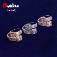 Bubble Letter Baguettte Ring for Women Adjustable Real Gold Plated Hip Hop Jewelry 2022 Trend Drop Shipping