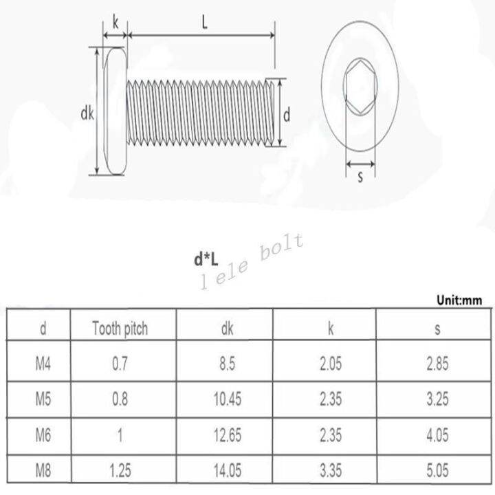 2023ร้อน-m4-m5-m6-m8-304สแตนเลสหกเหลี่ยม-beveled-แบนหัวกลมหกเหลี่ยมสกรูภายในเฟอร์นิเจอร์ไม้สกรู-l-4-60มม