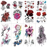 Realistic Large Flower Tattoos for Women Girl Sexy Floral Blossom Branch Temporary Tattoo Long Lasting Fake Tattoo for Neck Hand Stickers