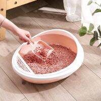 Open-Top Cat Litter Box Kit Include Scoop with Shield Semi-Enclosure Anti-Splash Cleaning Supplies